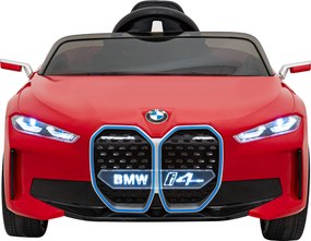 Ramiz BMW i4 batériové auto pre deti Červené + Pomalý štart + EVA + Eko koža + LED audio + Diaľkové ovládanie