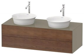 DURAVIT White Tulip závesná skrinka pod dve umývadlá na dosku, 2 zásuvky, 1300 x 550 x 408 mm, americký orech masív/kameňovo šedá vysoký lesk, WT4988B77H2