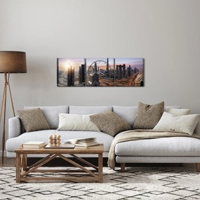 Obraz - Panorama Dubaja (s hodinami) (90x30 cm)