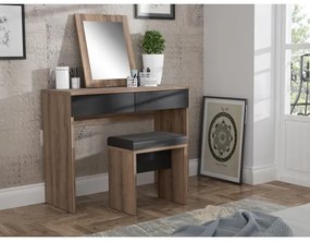 Toaletný stolík JUNO + taburet 45x29,6 cm hnedá/čierna