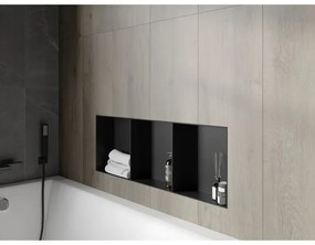 Mexen X-Wall-NR, polička na zapustenie pod obklad bez goliera 90 x 30 cm, čierna matná, 1971903010S