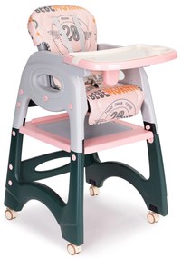 EcoToys Detská stolička na kŕmenie 2v1 - ružová