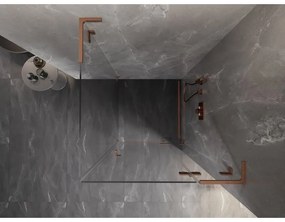 Mexen Lunar, L výklopný sprchový kút pravý 100 x 100 cm, 8mm číre sklo, profil medená matná, 834L-100-100-65-00-P