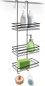 VILDE Závesná poschodová polička do sprchy, čierna, 25 x 20 x 78,5 cm