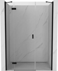 Mexen Mist-H, 1-krídlové sprchové dvere ľavé 160 cm, číre sklo, čierny profil, 8A5-160-001-70-00-L