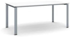 Rokovací stôl INFINITY so sivostriebornou podnožou 1800 x 900 x 750 mm, biela
