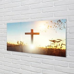 Sklenený obraz Kríž pole Slnka 140x70 cm