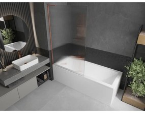 Mexen Next L, 1-krídlová vaňová zástena 100 x 150 cm, 6mm sklo s rebrovým vzorom, medený profil, 895-100-000-03-09-65