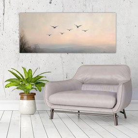 Obraz - Hejno vtákov (120x50 cm)