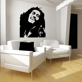 Veselá Stena Samolepka Portrét Bob Marley Farba: černá, Veľkosť: 80 x 67 cm