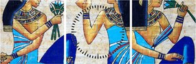 Obraz - Egyptské maľby (s hodinami) (90x30 cm)