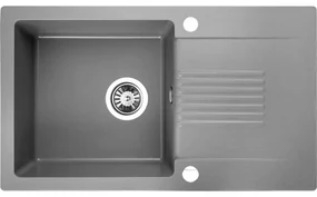 Laveo Celia, 1-komorový granitový drez 760x440x185 mm s dlhým odkvapkávačom, šedá, LAV-SBC_511T