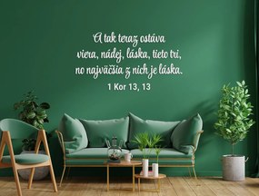 drevko Drevený citát na stenu Viera, nádej, láska Rozmer obrazu: 35 x 62,5 cm, Farba dekorácie: Čierna