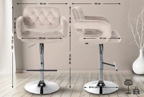 Barová stolička Dublin - zamat, chróm rám - Krémová