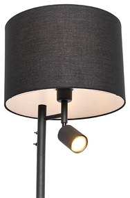Stojaca lampa čierna s bielym vnútrom a lampou na čítanie - Jelena