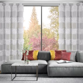 ZÁCLONA NA KRÚŽKOCH MARGARET 140X250 CM STRIEBORNÁ