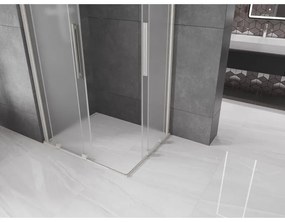 Mexen Velar Duo, sprchový kút s posuvnými dverami 90 x 80 cm, 8mm sklo námraza, brúsená oceľ, 871-090-080-32-97
