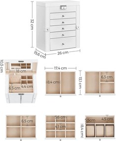 Šperkovnica 6 poschodová SONGMICS JBC152W01