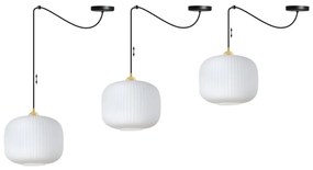 Závesné svietidlo Riffle Spider 3, 1x biele sklenené tienidlo, b/g