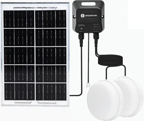 Aigostar - LED solárne svietidlo 2xLED/35W/12V 6000 mAh 6500K priemer 16,8 cm