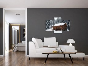 Obraz - Zasnežená chata (90x60 cm)