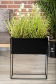 KOVOVÝ KVETINÁČ SO STOJANOM RECT 50X24X44 CM ČIERNA