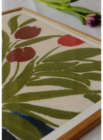 Plagát 70x50 cm Tulips in a Blue Vase – Anine Cecilie Iversen – The Poster Club