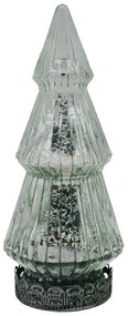 Strieborný sklenený dekoračný svietiaci stromček LED Tree - Ø 7*16 cm