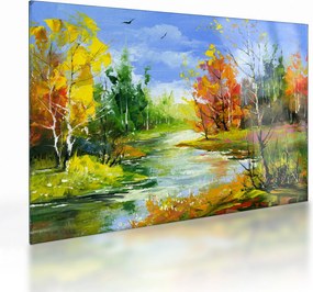 Sklenený obraz - Maľba krajiny (70x50 cm)