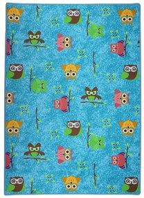 Detský kusový koberec Sovička Silk 5298 tyrkys, 140x200, modrá, detská izba, Vopi