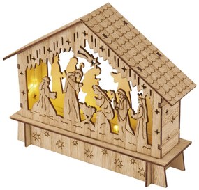 Vianočné dekorácie LED betlehem, drevený