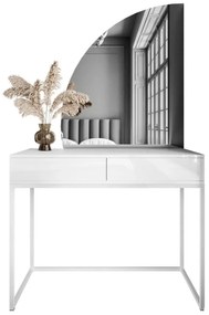 TOALETNÝ STOLÍK EMELINE BIELY VYSOKÝ LESK + BIELY PODSTAVEC + ZRKADLO + LED