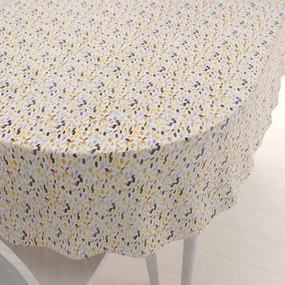 Biante Dekoračný oválny obrus Leona LN-045 Žltosivé čiarky na bielom 130x200 cm