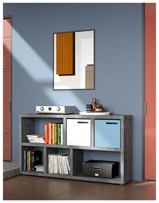 Sivá knižnica v dekore betónu 150x83 cm Berlin – TemaHome