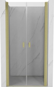 Mexen MIST, 2-krídlové sprchové dvere (d+d) 80x200 cm, 6mm číre sklo, zlatý matný profil, 8A7-080-000-55-00