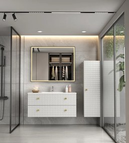 Erga Samira, LED zrkadlo 120x80cm v čiernom ráme, 3105 lm, 3 farby svetla, predné/zadné osvetlenie, ERG-V01-SAMIRA-1280-BK