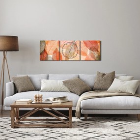 Obraz maľovaného jesenného lístia (s hodinami) (90x30 cm)