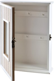 Drevená skrinka na kľúče STACY Window 22x8x29,5 cm biela/hnedá
