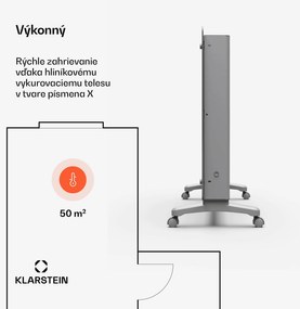 Klarstein Bansin Crystal Smart Konvektor 2500, 2500 W, Aplikácia, 5- 50 °C, LED displej, Dotykový displej