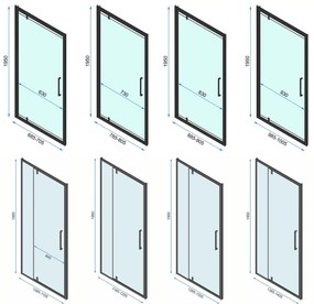 Rea Rapid Swing, rohový sprchovací kút 90 (dvere) x 100 (stena) x 195 cm, 6mm číre sklo, čierny profil, KPL-009927