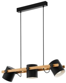 Závesné svietidlo v čiernej a prírodnej farbe s kovovým tienidlom HORNWOOD - EGLO