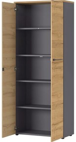 Antracitovosivá prírodná šatníková skriňa v dekore duba 80x197 cm Agenda - Germania