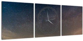 Obraz nočnej oblohy (s hodinami) (90x30 cm)