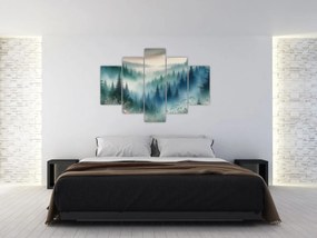 Obraz - Lesná krajina s hmlou (150x105 cm)