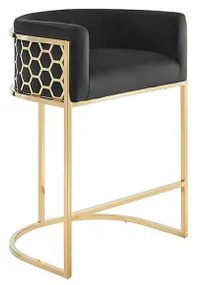 Barová stolička Elegance 47502 Zamat - Čierna  - Komfort-nábytok