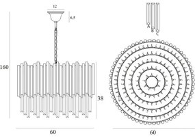 MAXLIGHT P0284 - Luster na reťazi VOGUE 12xE14/40W/230V pr. 60 cm zlatá