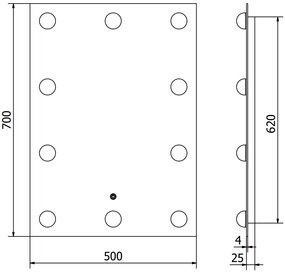 Mexen Dona, LED kúpeľňové zrkadlo s podsvietením 50 x 70 cm, 6000K, ochrana proti zahmlievaniu, 9818-050-070-611-00