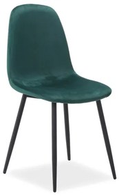 Zelená stolička FOX VELVET s čiernymi nohami