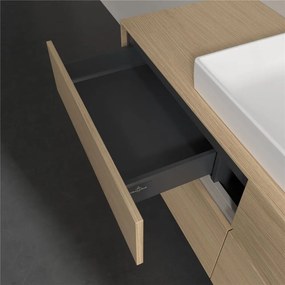 VILLEROY &amp; BOCH Collaro závesná skrinka pod umývadlo na dosku (umývadlo v strede), 4 zásuvky, s LED osvetlením, 1400 x 500 x 548 mm, Nordic Oak, C084B0VJ