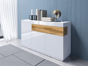 Komoda Stacey Typ 43 (dub + biely vysoký lesk). Akcia -19%. Vlastná spoľahlivá doprava až k Vám domov. 1030469